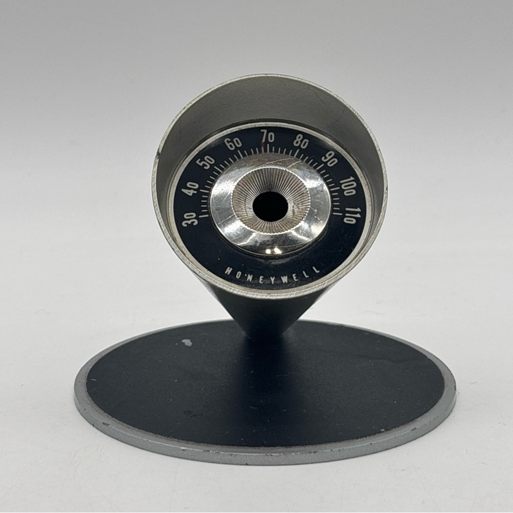 Vintage MCM Honeywell Desk Thermometer Pen Holder Paperweight Made In USA